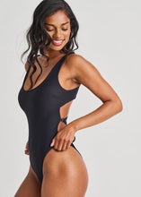 Load image into Gallery viewer, Rib Extra High Leg One Piece with Lace Up Back
