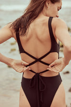 Load image into Gallery viewer, Rib Extra High Leg One Piece with Lace Up Back
