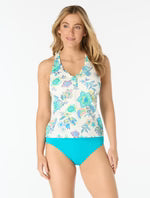 Load image into Gallery viewer, Beach House Nina Ruffled Trim Textured Tankini Top
