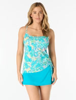 Load image into Gallery viewer, Beach House Bridget Textured Shirred Side Underwire Tankini Top
