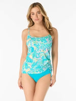 Load image into Gallery viewer, Beach House Bridget Textured Shirred Side Underwire Tankini Top
