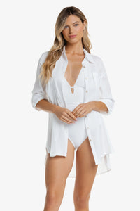 Kara Key Hole One-Piece | Textured White