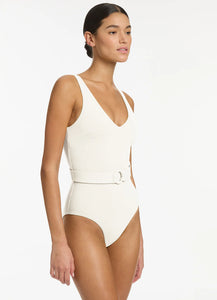 Isla Rib V-Neckline Belted One Piece