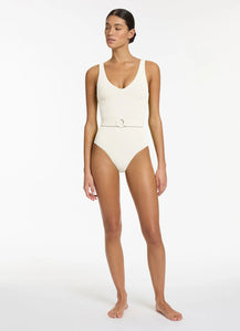 Isla Rib V-Neckline Belted One Piece