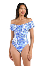 Load image into Gallery viewer, Beyond The Pacific Off Shoulder Ruffle One Piece
