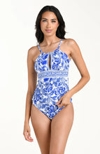Load image into Gallery viewer, Botanical Brocade Keyhole Tankini Top
