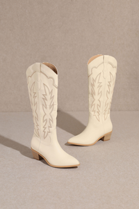 Samantha Embroidered Knee-High Western Boots