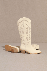 Samantha Embroidered Knee-High Western Boots