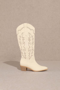 Samantha Embroidered Knee-High Western Boots