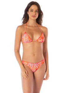 Coral Foliage Flirt Low Rise Thin Side Bikini Bottom