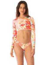 Load image into Gallery viewer, Floral Groove Spectacle Long Sleeve Crop Top Bikini Top
