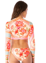 Load image into Gallery viewer, Floral Groove Spectacle Long Sleeve Crop Top Bikini Top
