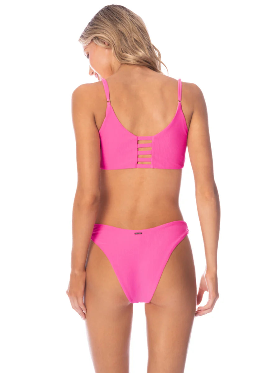 Radiant Pink Splendour Regular Rise Thin Side Bikini Bottom