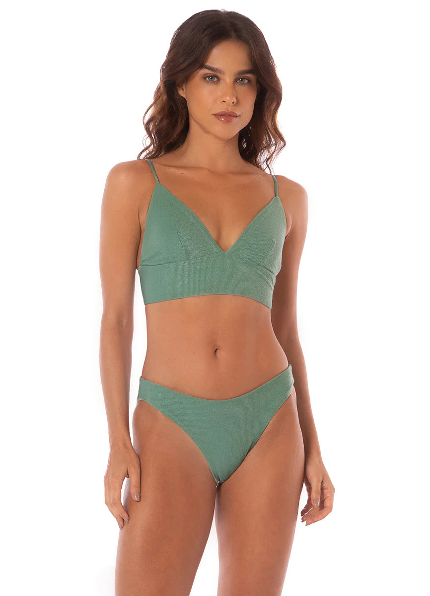Shamrock Green Mirage Triangle Long Line Bikini Top