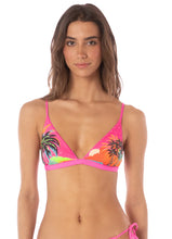 Load image into Gallery viewer, Poppy Pink Ivy Fixed Triangle Bikini Top
