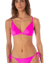 Load image into Gallery viewer, Poppy Pink Ivy Fixed Triangle Bikini Top
