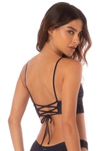 Load image into Gallery viewer, Blue Deep Criss Cross Triangle Long Line Bikini Top
