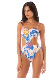 Ocean Blue Maui Cut Out One Piece