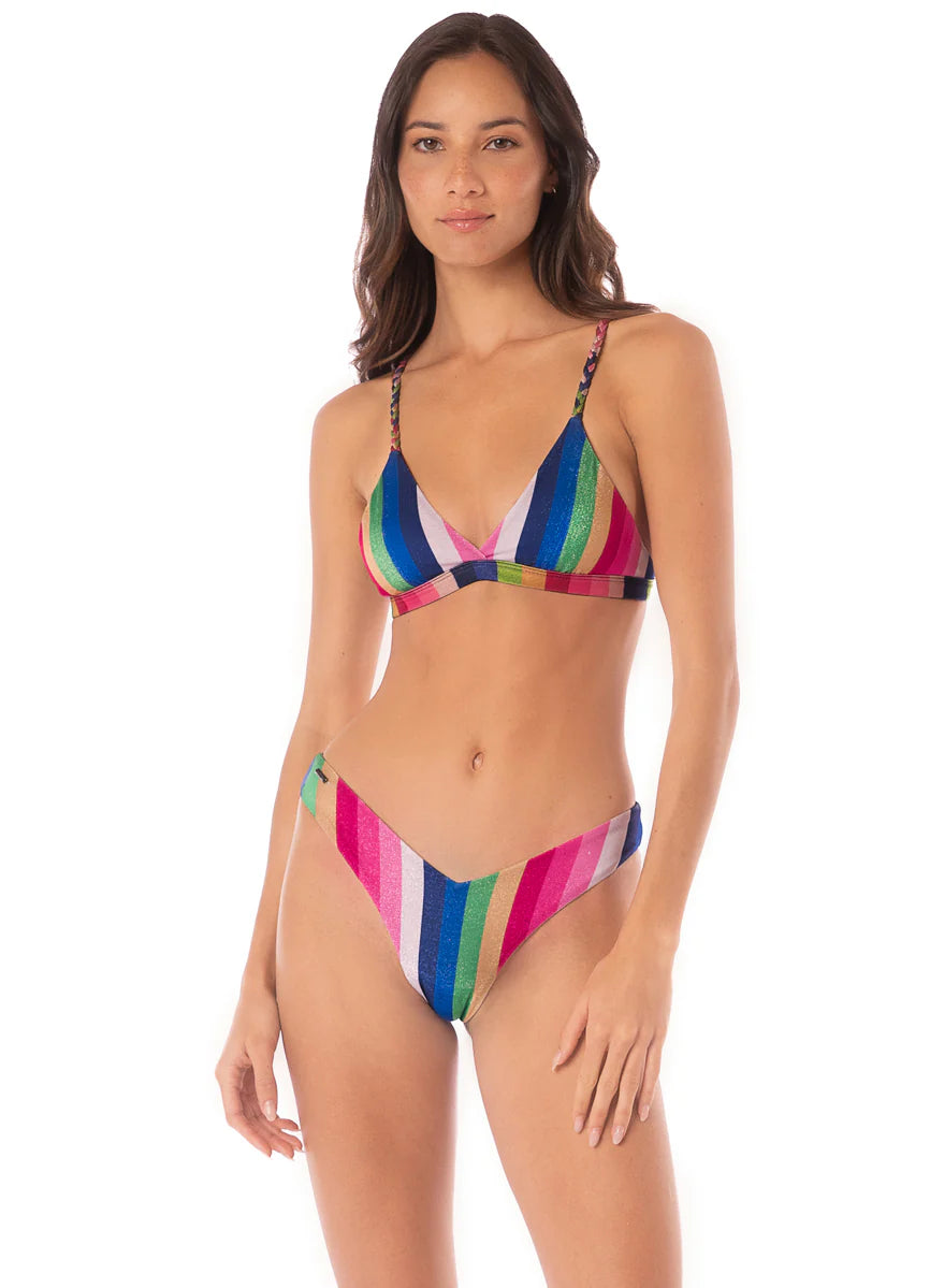 Candy Stripes Rasha Fixed Triangle Bikini Top