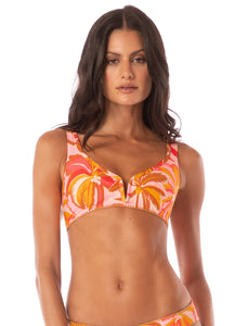 Pink Palms Victoria V Wire Bralette Bikini Top