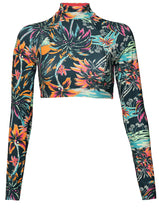 Load image into Gallery viewer, Funky Fiesta Verbena Long Sleeve Crop Top Bikini Top
