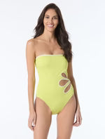 Load image into Gallery viewer, Kate Spade Bandeau Cut Out One Piece Swimsuit - Mini Chevron Texture
