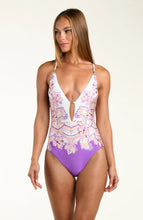 Load image into Gallery viewer, Lilac Cascade Keyhole V-Plunge One Piece
