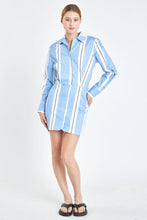 Load image into Gallery viewer, Stripe Power Shoulder Mini Dress
