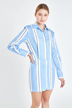 Load image into Gallery viewer, Stripe Power Shoulder Mini Dress
