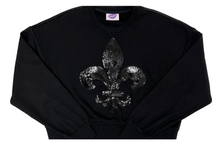 Load image into Gallery viewer, Black on Black Fleur De Lis Sweatshirt
