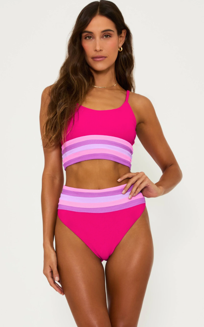 Mae Top Raspberry Color Block