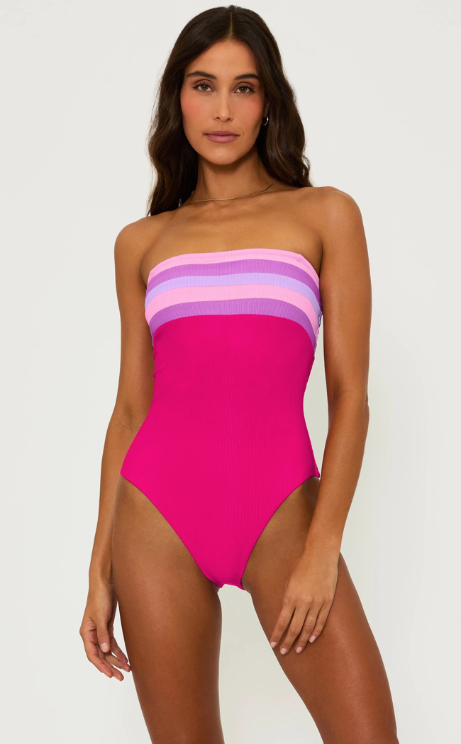 Jessa One Piece Raspberry Color Block