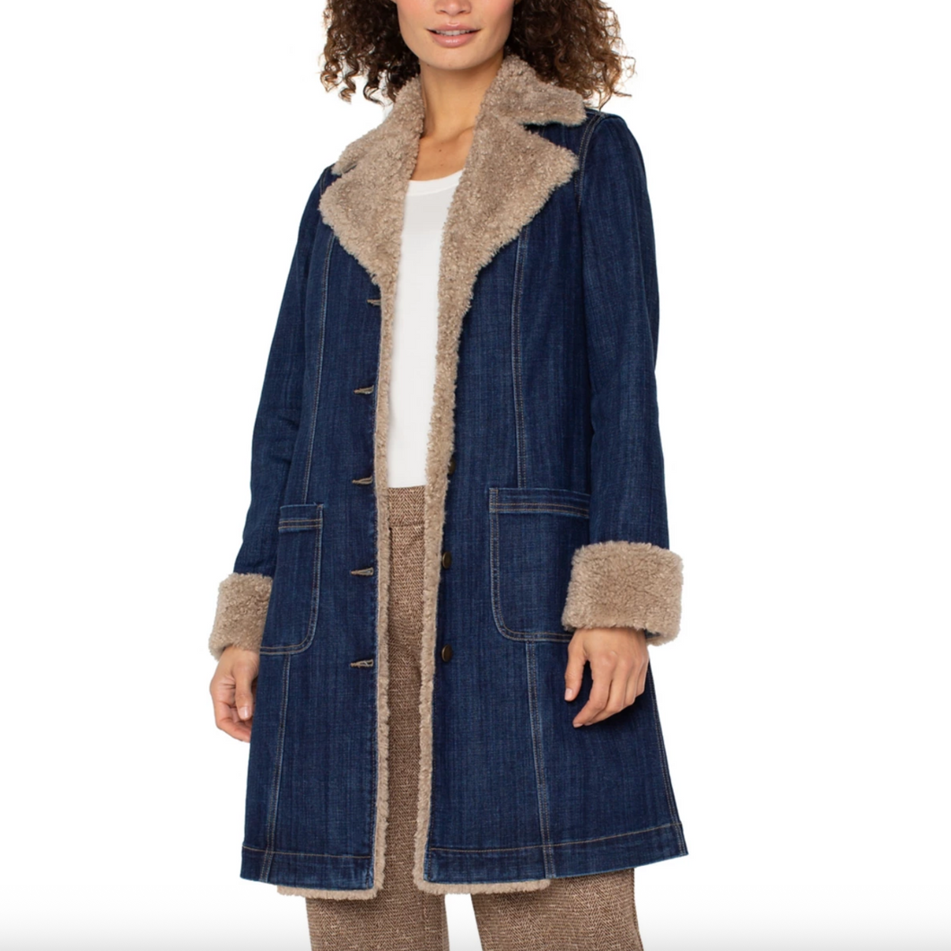 Sherpa Trimmed Notch Collar Jacket