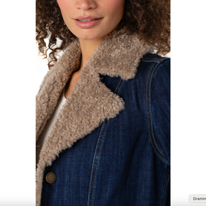 Sherpa Trimmed Notch Collar Jacket