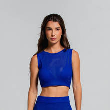 Load image into Gallery viewer, Azure Elegance Crochet Crop Top
