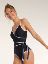 Load image into Gallery viewer, Amelia V-Neck One Piece Black/White
