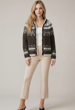 Load image into Gallery viewer, Abstract Multi-Color Intarsia Hooded Button Front Cardigan
