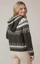 Load image into Gallery viewer, Abstract Multi-Color Intarsia Hooded Button Front Cardigan
