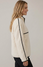 Load image into Gallery viewer, Faux Fur Front Half Zip Up Leather Trim Pullover Top
