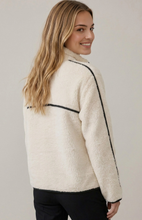 Load image into Gallery viewer, Faux Fur Front Half Zip Up Leather Trim Pullover Top
