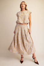 Load image into Gallery viewer, A-Line Midi Skirt With Embroidery and Pleats
