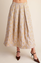 Load image into Gallery viewer, A-Line Midi Skirt With Embroidery and Pleats
