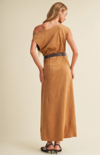 Load image into Gallery viewer, Sueded Knit Asymmetric Cowl Dress
