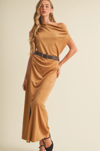 Load image into Gallery viewer, Sueded Knit Asymmetric Cowl Dress

