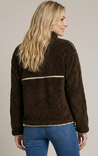 Load image into Gallery viewer, Faux Fur Front Half Zip Up Leather Trim Pullover Top
