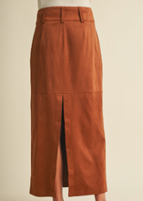 Load image into Gallery viewer, Sueded Knit Paneled Column Skirt
