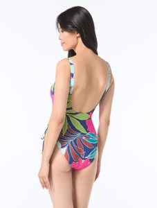 Side Lace Up One Piece- Fiji Floral