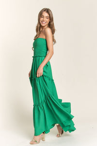 Solid Smocked Tube Top Maxi Dress