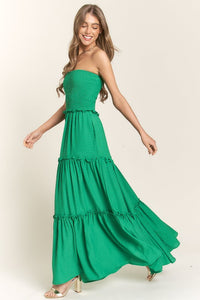 Solid Smocked Tube Top Maxi Dress