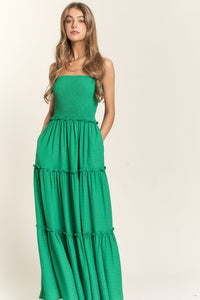 Solid Smocked Tube Top Maxi Dress